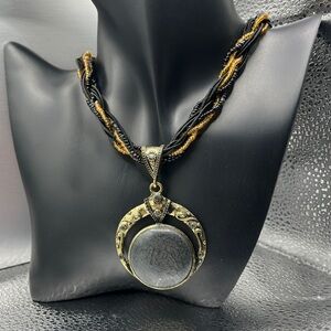 Black and Gold Beaded Statement Necklace